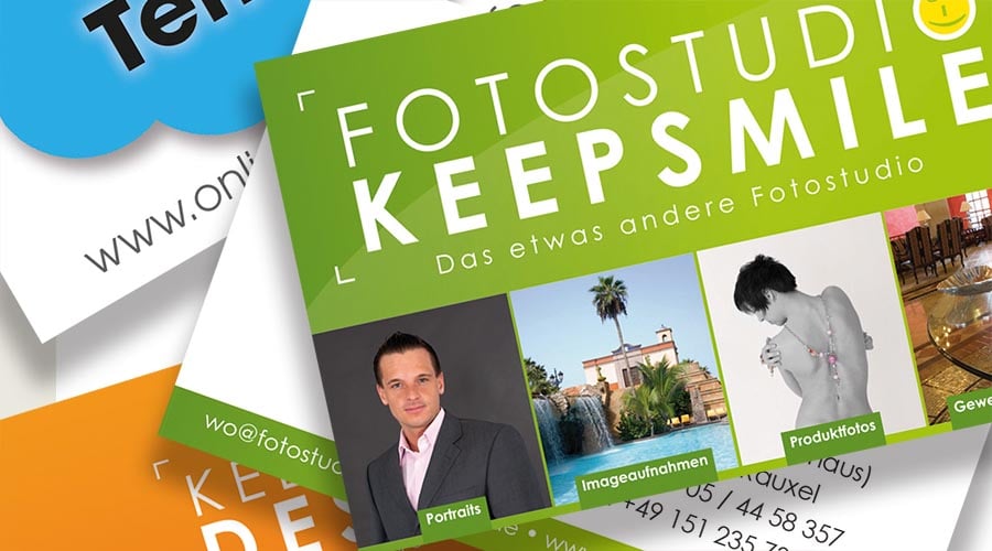 Beispiele von Visitenkarten als Erklärung für Drucksachen von Keepsmile Design