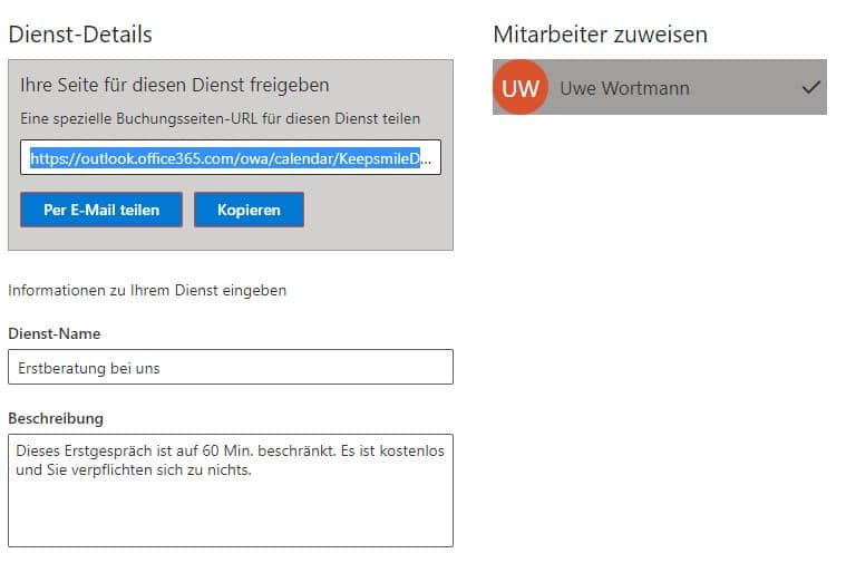 Anzeige nur ein DienstOnline-Terminbuchung mit Microsoft Bookings eingerichtet durch Keepsmile Design, Castrop-Rauxel (Ruhrgebiet)