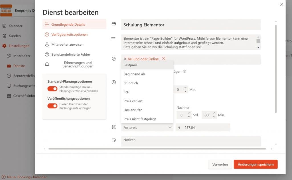 Microsoft Bookings - kostenpflichtige Leistungen - Beratung bei Keepsmile Design, Castrop-Rauxel