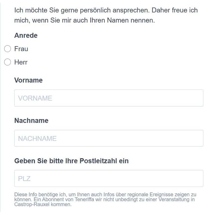 Anmeldeformular zu einem E-Mail-Newsletter