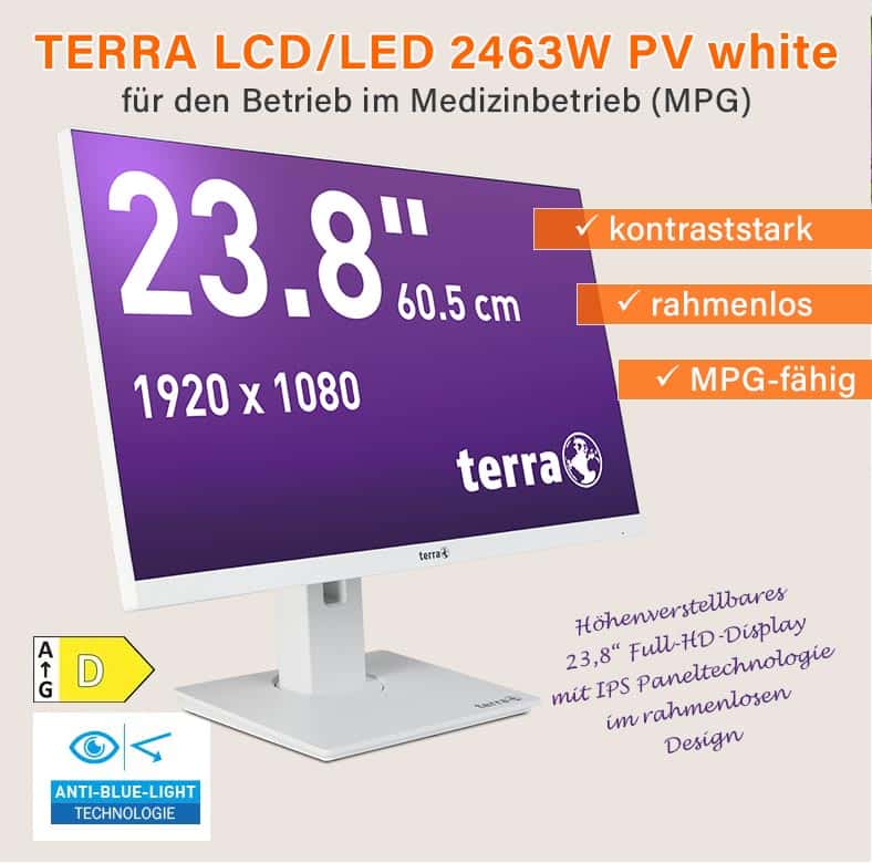 TERRA Monitor LCD/LED 2463W PV white für Medizinbetriebe (MPG)